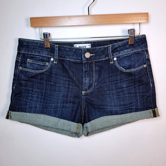 Paige Jimmy Jimmy Cuffed Blue Denim Shorts Size 26 Jean Summer Cutoffs - Picture 1 of 11